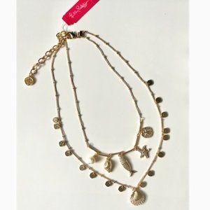 Lilly Pulitzer Gold Tone Layered Seashell Necklace